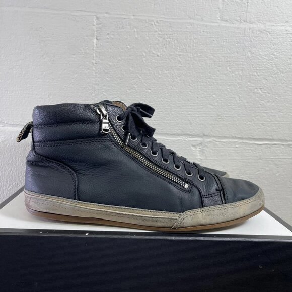 John Varvatos Star USA Side Zip Ankle Boot Black Leather Lace up Men's 10 M - Picture 3 of 14